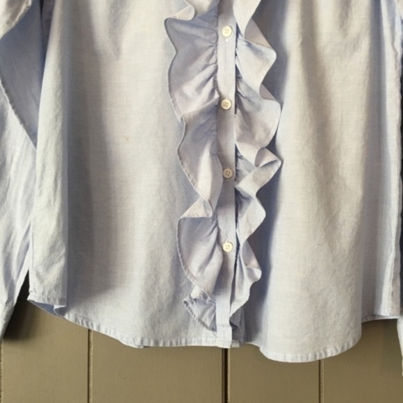 Loft Blue Ruffle Button-down Small - Picture 3 of 5